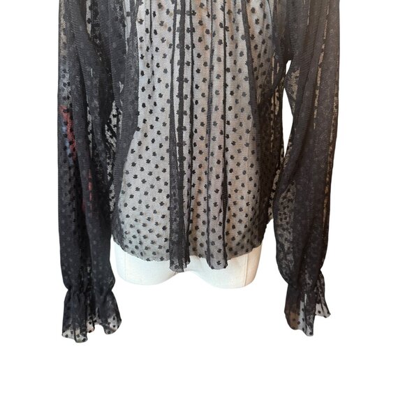 2/$30 ZARA M Black Sheer Polka Dot Blouse - Picture 7 of 16